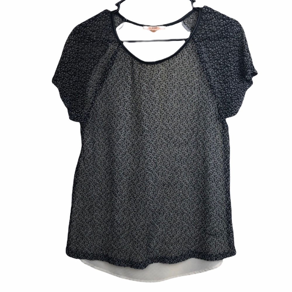 Skies are Blue Sheer Black & Cream Top Size Small